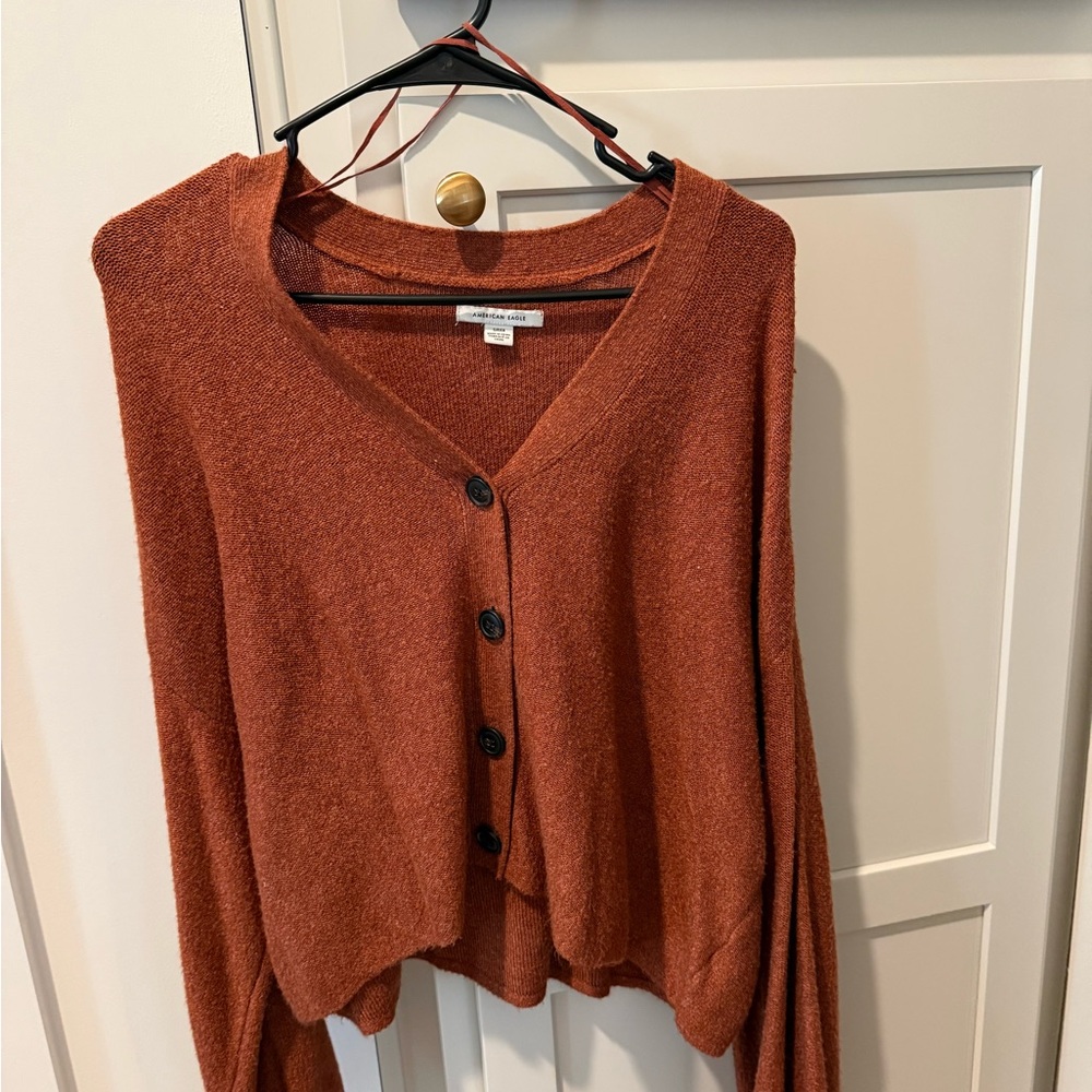 Rust Button-Up Women's Sweater
